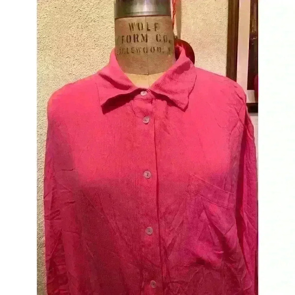 Elan Oversized 3/4 Sleeves Drawstring Tie Side Blouson Mini Dress Pink Size M - Picture 3 of 9